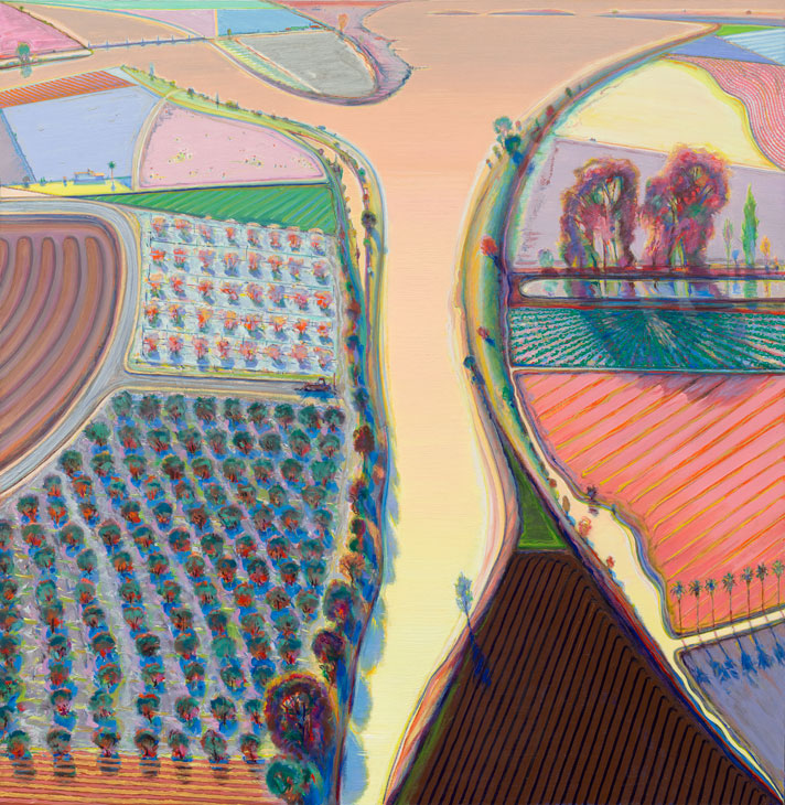 Y River (1998), Wayne Thiebaud. Photo: © John Bodkin, Dawkins Colour; courtesy White Cube; © Wayne Thiebaud/DACS, London/VAGA, New York 2017