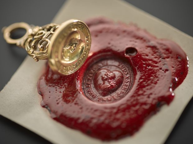 Gold fob seal with the head of James Francis Edward Stuart, National Museums Scotland