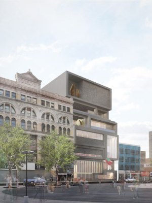 Exterior vew from 125th Street Plaza. Courtesy Adjaye Associates and Studio Museum, Harlem