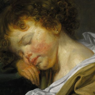 Jeune garcçon endormi, à mi–hauteur, profil gauche, (detail), Jean–Baptiste Greuze (1725–1805). Galerie Eric Coatelem (price on application)