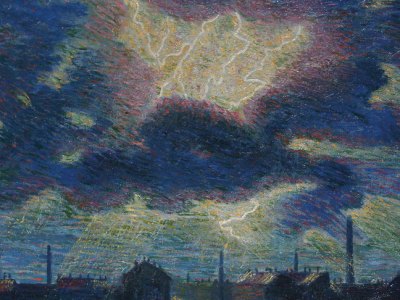 Lampi (Flashes) (detail; 1909–10), Luigi Russolo. Galleria dello Scudo at Flashback