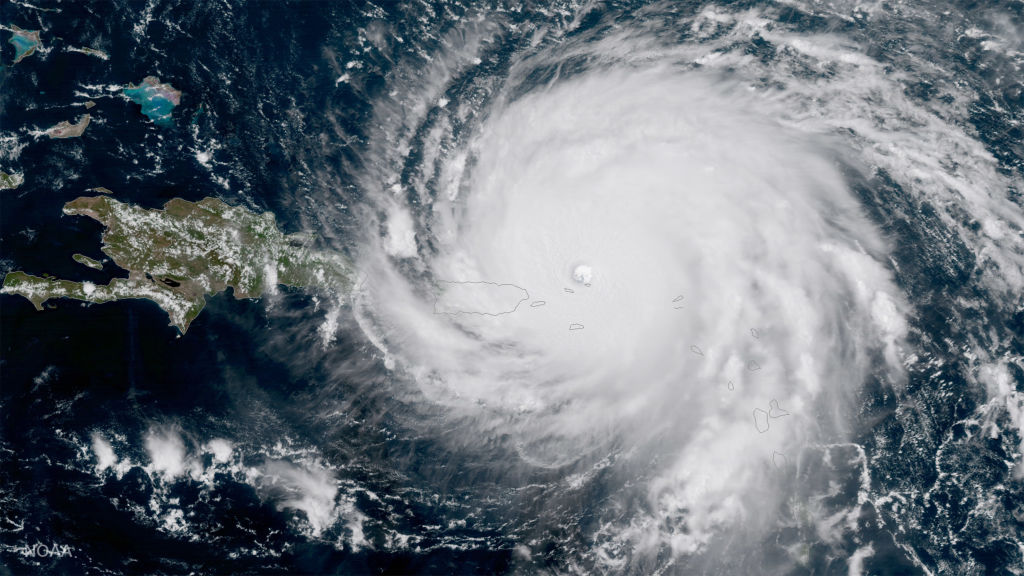 Hurricane Irma approaches Puerto Rico, 6 September 2017. Photo: NASA/NOAA GOES Project via Getty Images