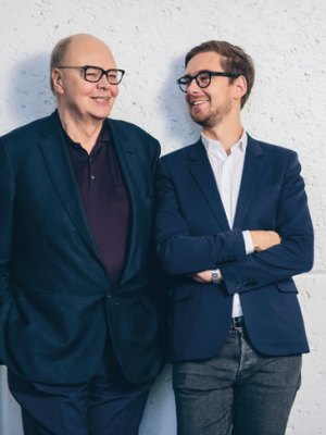 Nicholas and Alex Logsdail, respectively the founder and international director of Lisson Gallery. Photo: Rob Chamorro