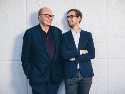 Nicholas and Alex Logsdail, respectively the founder and international director of Lisson Gallery. Photo: Rob Chamorro