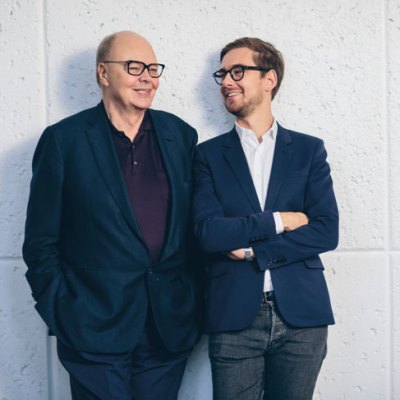 Nicholas and Alex Logsdail, respectively the founder and international director of Lisson Gallery. Photo: Rob Chamorro