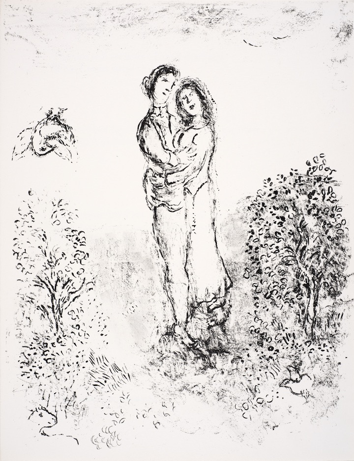 An illustration from Marc Chagall's sketchbook inspired by William Shakespeare's The Tempest, printed in Paris in 1975. Chagall ® / © ADAGP, Paris and DACS, London 2017