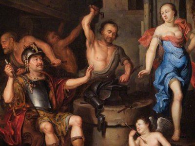 The Forge of Vulcan (detail; 17th century), attributed to Ary de Vois. Abingdon Guildhall