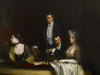 The Theatre Box, (detail; 1910), Oswald Birley. Private collection