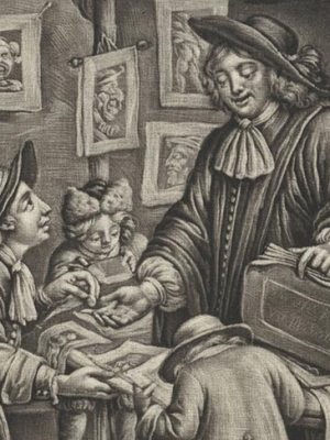 The print sller (detail; 1675–96), Jan van Somer. Photo © Rijksmuseum, Amsterdam