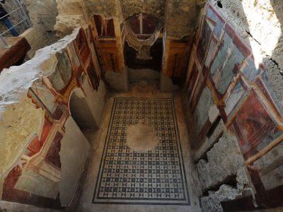 Frescoes in the Criptoporticus Domus, restored as part of the Great Pompeii Project, December 2015, MARIO LAPORTA/AFP/Getty Images