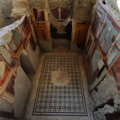 Frescoes in the Criptoporticus Domus, restored as part of the Great Pompeii Project, December 2015, MARIO LAPORTA/AFP/Getty Images
