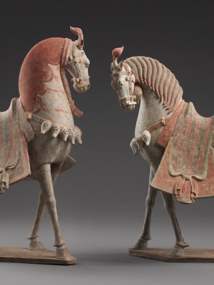 Pair of caparisoned horses, China, Northern Qi period (550–577 AD), ht. 63cm. Eskenazi (price on application)