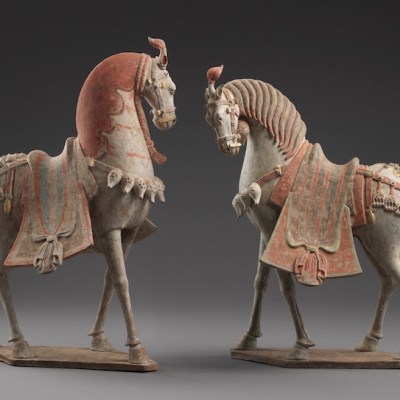 Pair of caparisoned horses, China, Northern Qi period (550–577 AD), ht. 63cm. Eskenazi (price on application)