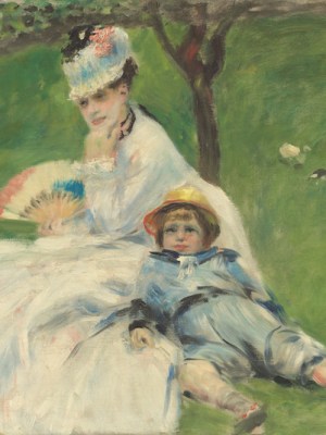 Mme Monet et son fils Jean dans le jardin à Argenteuil