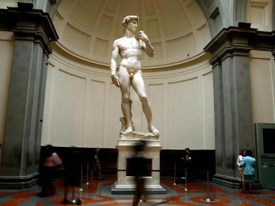 Michelangelo's marble statue of 'David', pictured at the Galleria dell'Accademia in Florence on 24 May 2004.