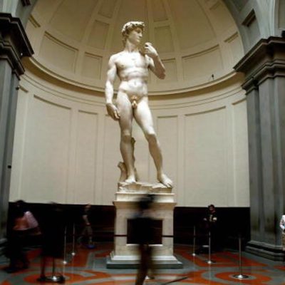 Michelangelo's marble statue of 'David', pictured at the Galleria dell'Accademia in Florence on 24 May 2004.