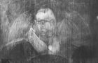Detail of an X-ray showing the portrait of a woman believed to be Mary, Queen of Scots, underneath Adrian Vanson's portrait of Sir John Maitland.