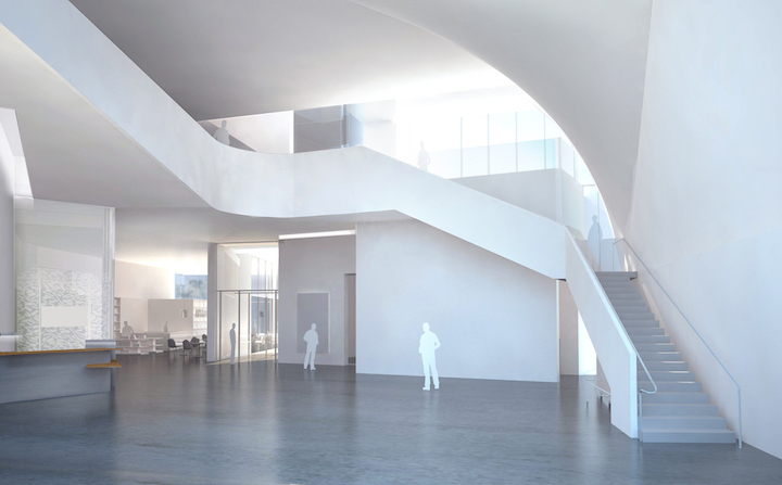 Rendering of the entry forum, Institute for Contemporary Art at VCU. © Steven Holl Architects and the Institute for Contemporary Art, VCU