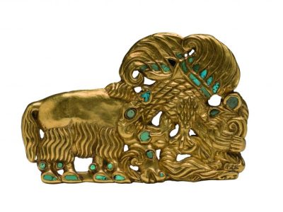 Gold belt plaque with a vulture mauling a yak and a tiger, (4th–2nd century BC), southern Siberia, State Hermitage Museum, St Petersburg, Photo: V. Terebinin; © The State Hermitage Museum