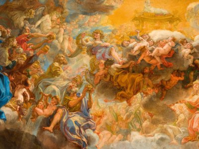 Painted model for the apse fresco of the Gesù (detail; 1690), Giovanni Battista Gaulli. Church of the Gesù, Rome.