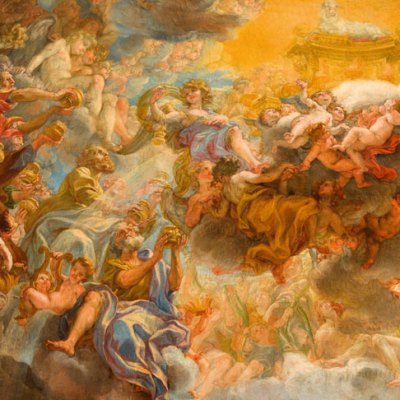 Painted model for the apse fresco of the Gesù (detail; 1690), Giovanni Battista Gaulli. Church of the Gesù, Rome.