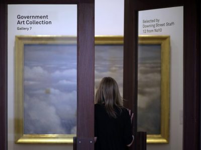 C.R.W Nevinson's Battlefields of Britain, part of the Government Art collection, on display at the Whitechapel Gallery, London, in 2012.