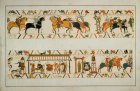 A scene from the Bayeux Tapestry, in which William the Conqueror rescues the future King Harold II from captivity in France and betrothes his daughter Aelfgifu to him.