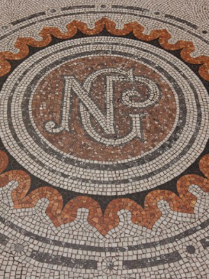 Detail of the National Portrait Gallery's main entrance mosaic