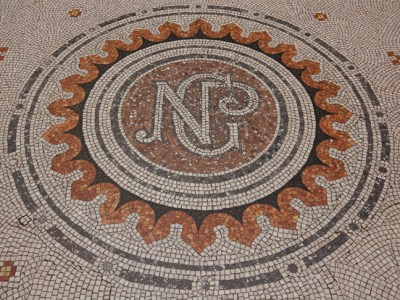 Detail of the National Portrait Gallery's main entrance mosaic