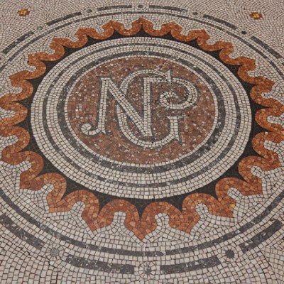 Detail of the National Portrait Gallery's main entrance mosaic