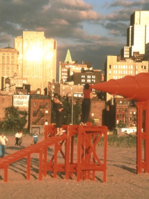 Freedom of Expression National Monument (1984), Laurie Hawkinson, Erika Rothenberg, and John Malpede. Battery Park City landfill.