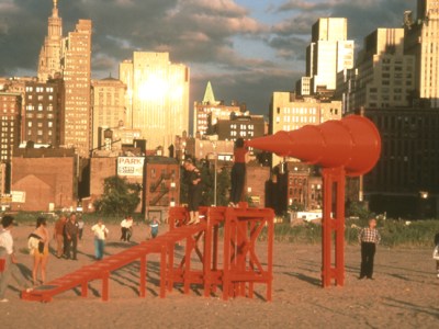 Freedom of Expression National Monument (1984), Laurie Hawkinson, Erika Rothenberg, and John Malpede. Battery Park City landfill.