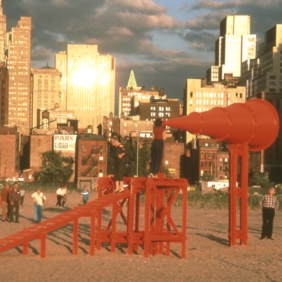 Freedom of Expression National Monument (1984), Laurie Hawkinson, Erika Rothenberg, and John Malpede. Battery Park City landfill.