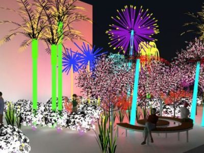 Visualisation for ‘Contrary Life: A Botanical Light Garden Devoted to Trees’ (2018), by Alia Farid and Aseel AlYaqoub, commissioned by Art Jameel, courtesy the artists
