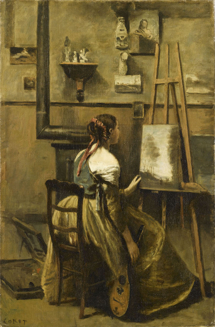 L'Atelier de Corot. Jeune femme assise devant un chevalet (c. 1873), Jean-Baptiste Camille Corot. Photo © RMN-Grand Palais (musée du Louvre) / René-Gabriel Ojéda