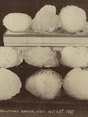 Hailstones, natural size (1897), F. Pollard. Courtesy Archive of Modern Conflict, London