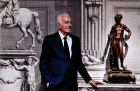 Hubert de Givenchy photographed in September 2012 alongside a figure of Bacchus (c. 1700), attributed to François Girardon.