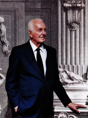 Hubert de Givenchy photographed in September 2012 alongside a figure of Bacchus (c. 1700), attributed to François Girardon.