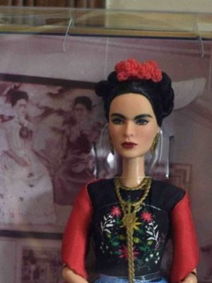 A Barbie doll depicting late Mexican artist Frida Kahlo, is exhibited – alongside other commercial products – at her sister's house in the neighborhood of Coyoacan, Mexico City,on April 19, 2018. Photo: ALFREDO ESTRELLA/AFP via Getty Images