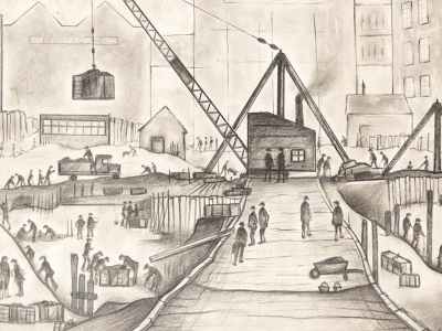 Rebuilding of Rylands, Manchester, L.S. Lowry