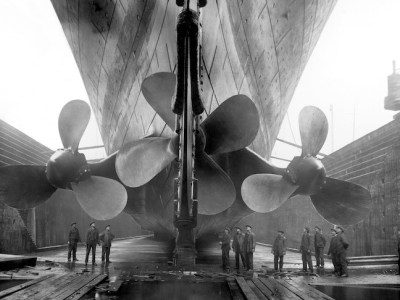 The Titanic in dry dock