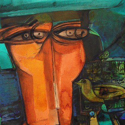 Head of the Undersecretary (detail; 2000), Ibrahim El-Salahi.