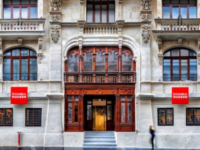 The exterior of Istanbul Modern, which is being housed in a temporary space in the Union Française building until it's new Renzo Piano-designed home opens in 2021