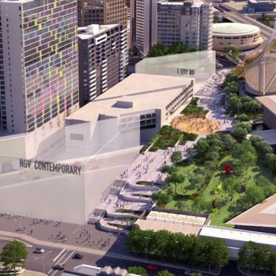 A rendering of the planned NGV Contemporary building located in the Melbourne Arts Precinct.