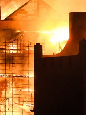 Glasgow School Of Art's Mackintosh building on fire for the second time.