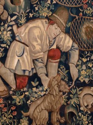 Peasants Preparing to Hunt Rabbits with Ferrets, (detail) (c. 1470–90), Southern Netherlands, Brussels (?). Burrell Collection, Glasgow
