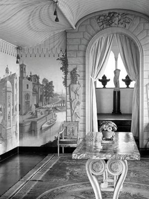 The view into the Painted Room at Port Lympne, Kent, with murals by Rex Whistler, photographed in 1933.view into the Painted Room at Port Lympne, Kent, with murals by Rex Whistlerinto the Painted Room at Port Lympne (photo 1933), Rex Whistler.