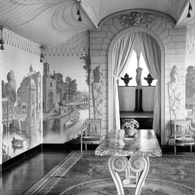 The view into the Painted Room at Port Lympne, Kent, with murals by Rex Whistler, photographed in 1933.view into the Painted Room at Port Lympne, Kent, with murals by Rex Whistlerinto the Painted Room at Port Lympne (photo 1933), Rex Whistler.
