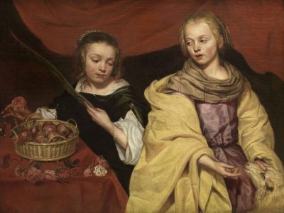 Portrait of Two Girls as the Saints Agnes and Dorothy, (n.d.) Michaelina Wautier. Royal Museum of Fine Arts, Antwerp.