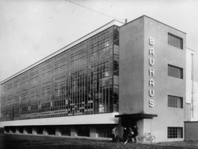 Exterior of the Bauhaus school of applied at Dessau, designed by Walter Gropius in 1926, photo by General Photographic Agency/Getty Images